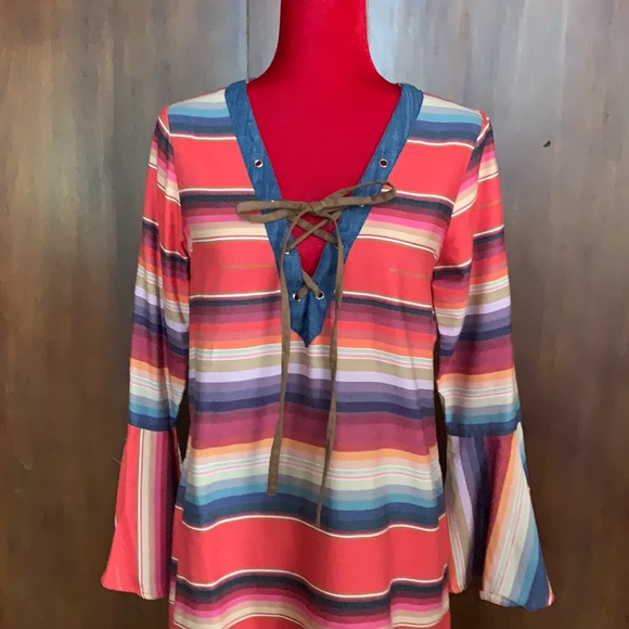 Tasha Polizzi Southwest Serape Print Shift Dress S - Picture 2 of 9